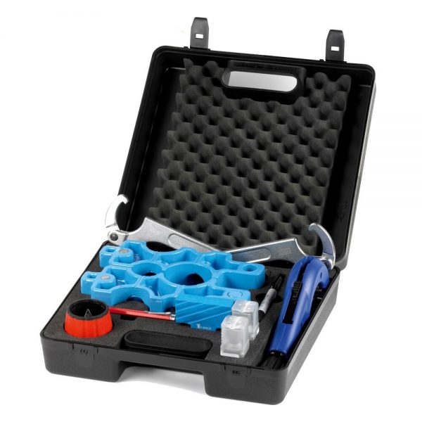 Tool Case (Includes: Drilling Jig, 1" Drill Bit, 1-1/2 to 2-1/2" Drill Bit, 1/2" to 3" Pipe Cutter, Chamfer tool, Marking tool, Deburring Tool, and Spanner Wrenches)
